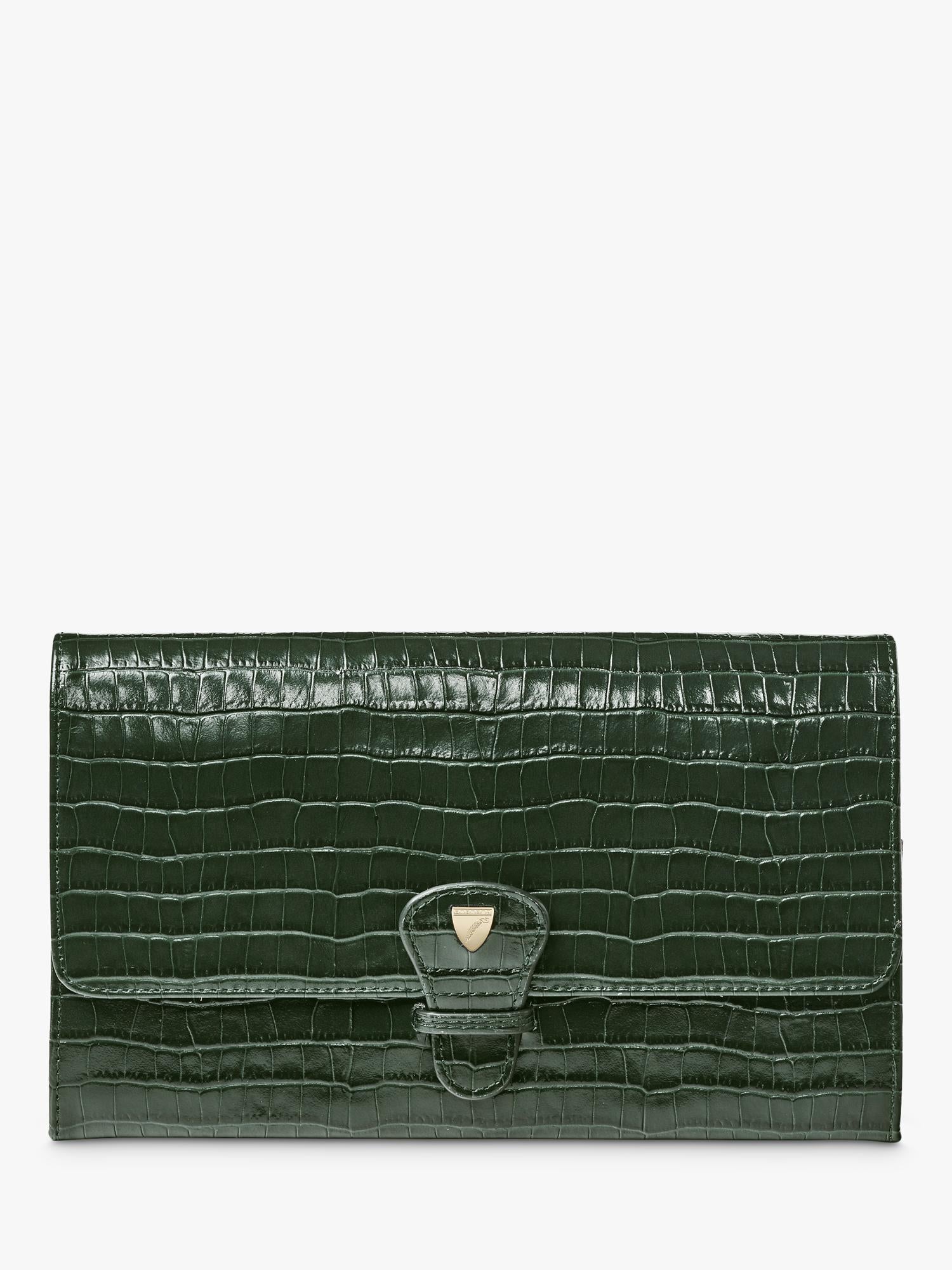 Aspinal of London Croc Effect Leather Travel Wallet Evergreen (British brand)