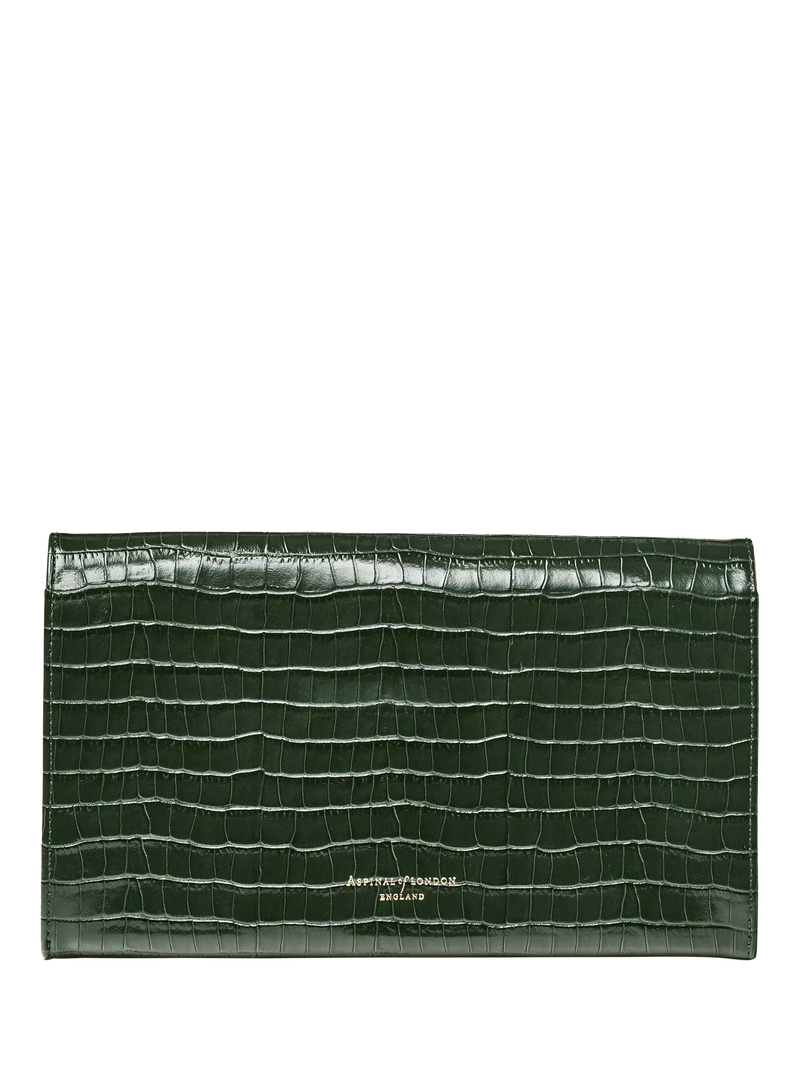 Aspinal of London Croc Effect Leather Travel Wallet Evergreen (British brand)