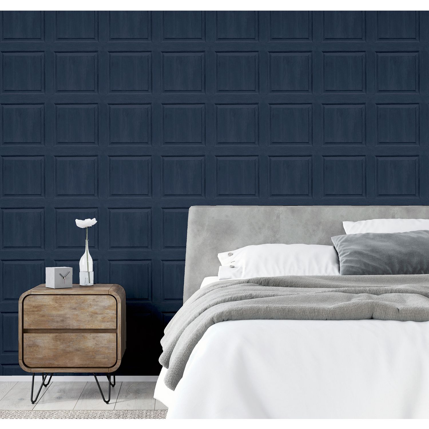 Arthouse Washed Panel Navy decorative wallpaper roll - British product