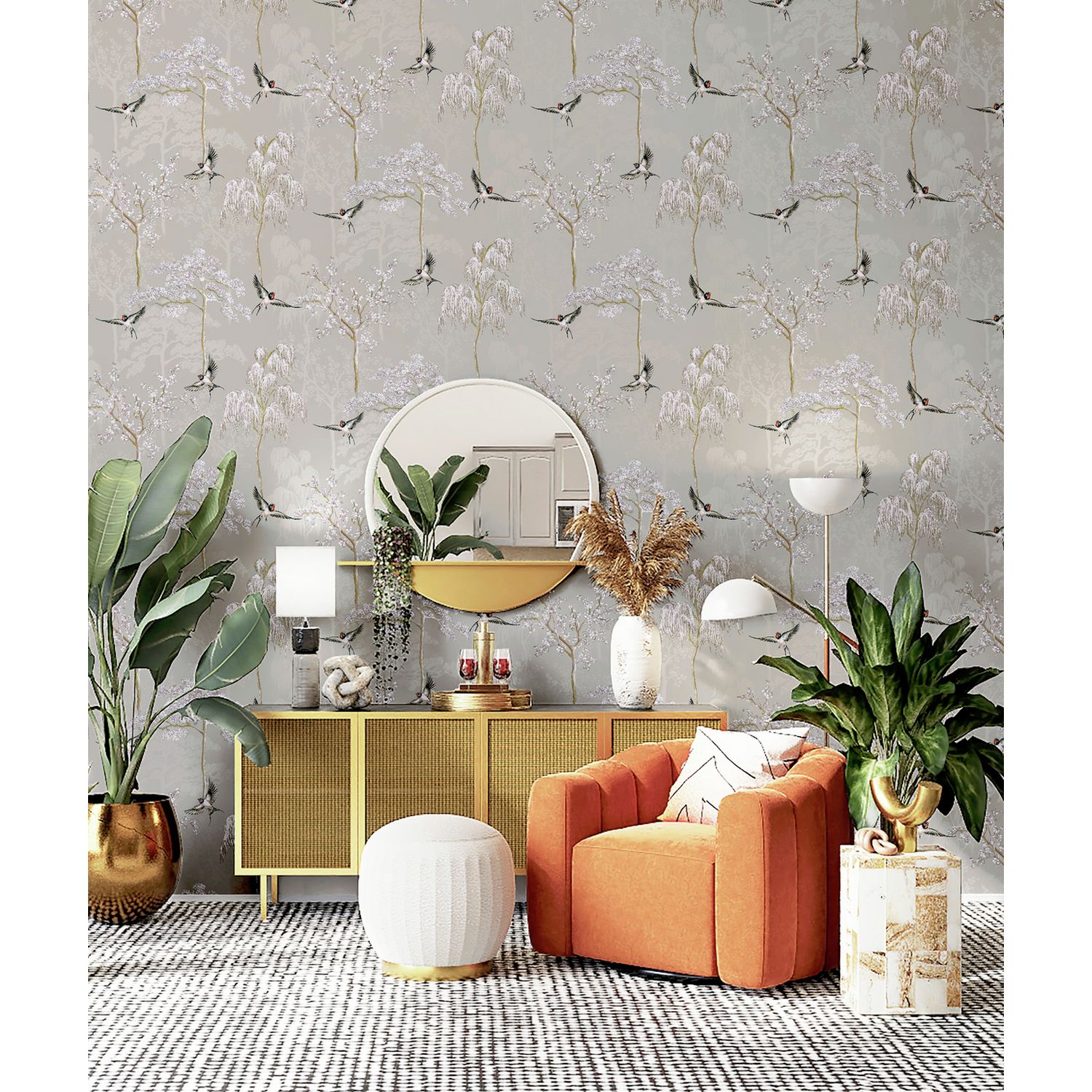 Arthouse Japanese Garden Grey wallpaper roll, UK version