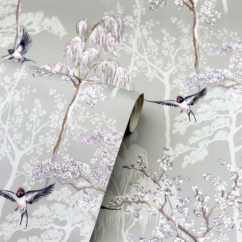 Arthouse Japanese Garden Grey wallpaper roll, UK version