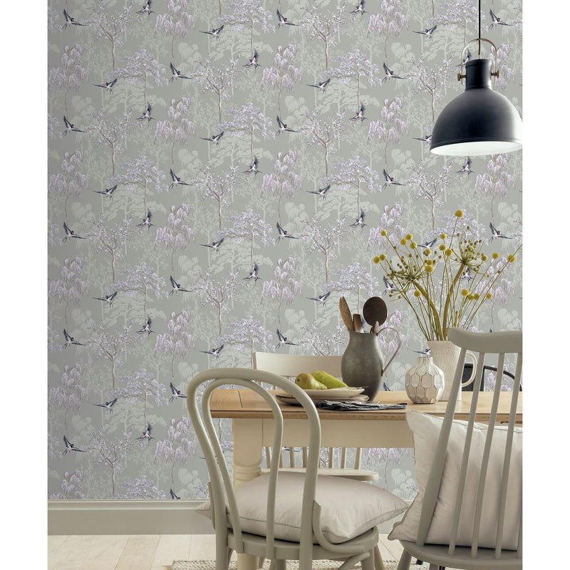 Arthouse Japanese Garden Grey wallpaper roll, UK version