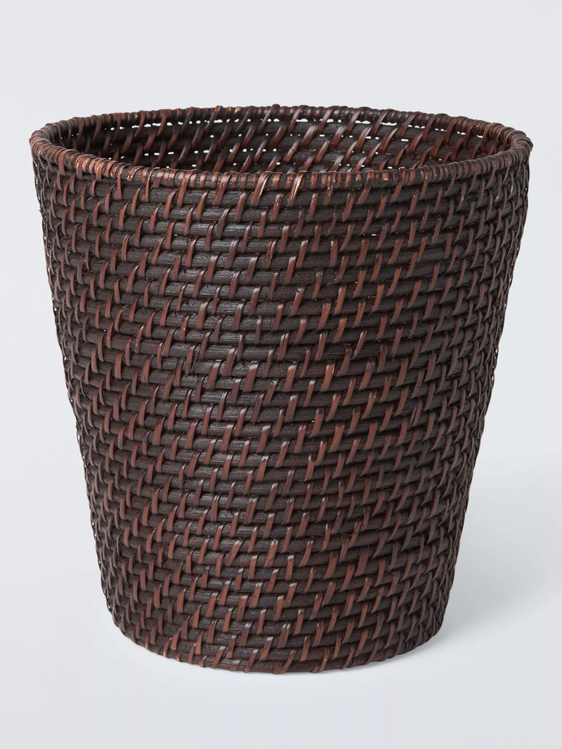 John Lewis rattan wastepaper basket in cocoa finish, imported from the UK