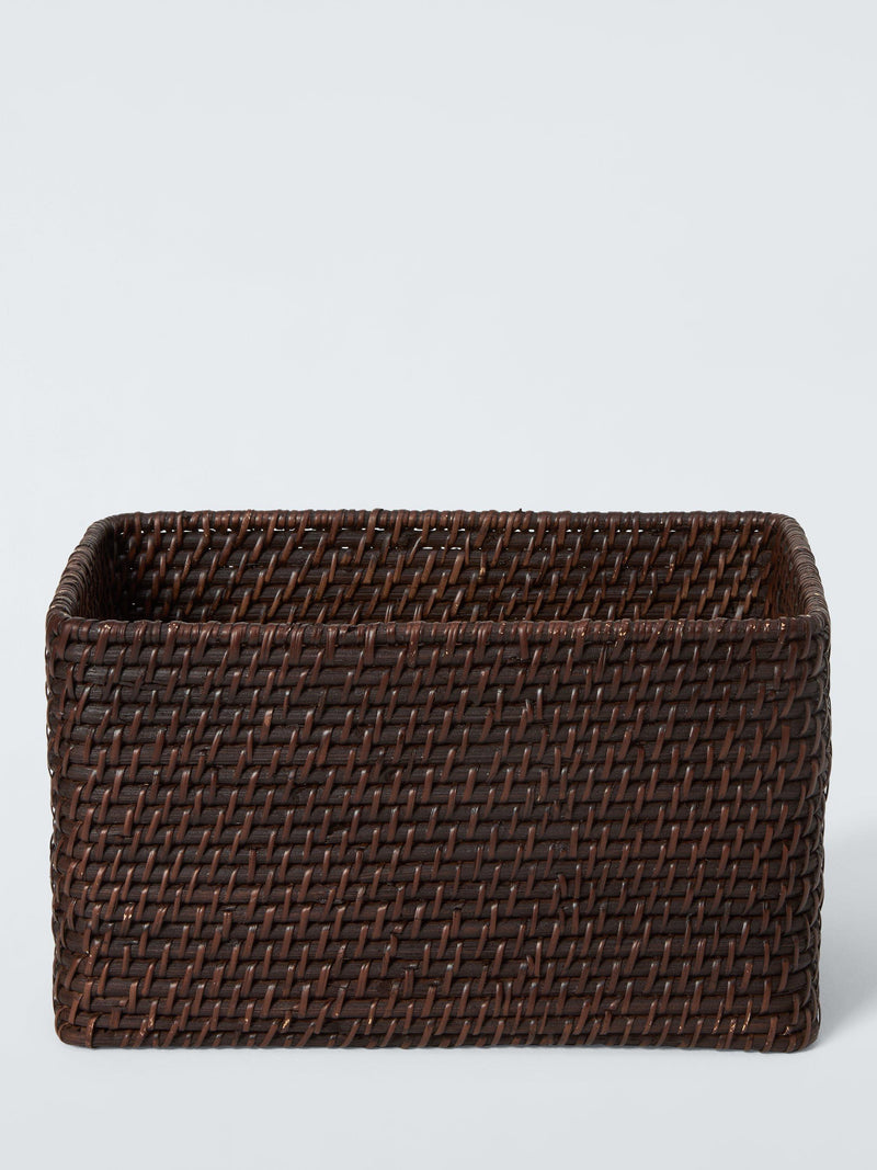 John Lewis rattan storage basket cocoa small rectangular - British product