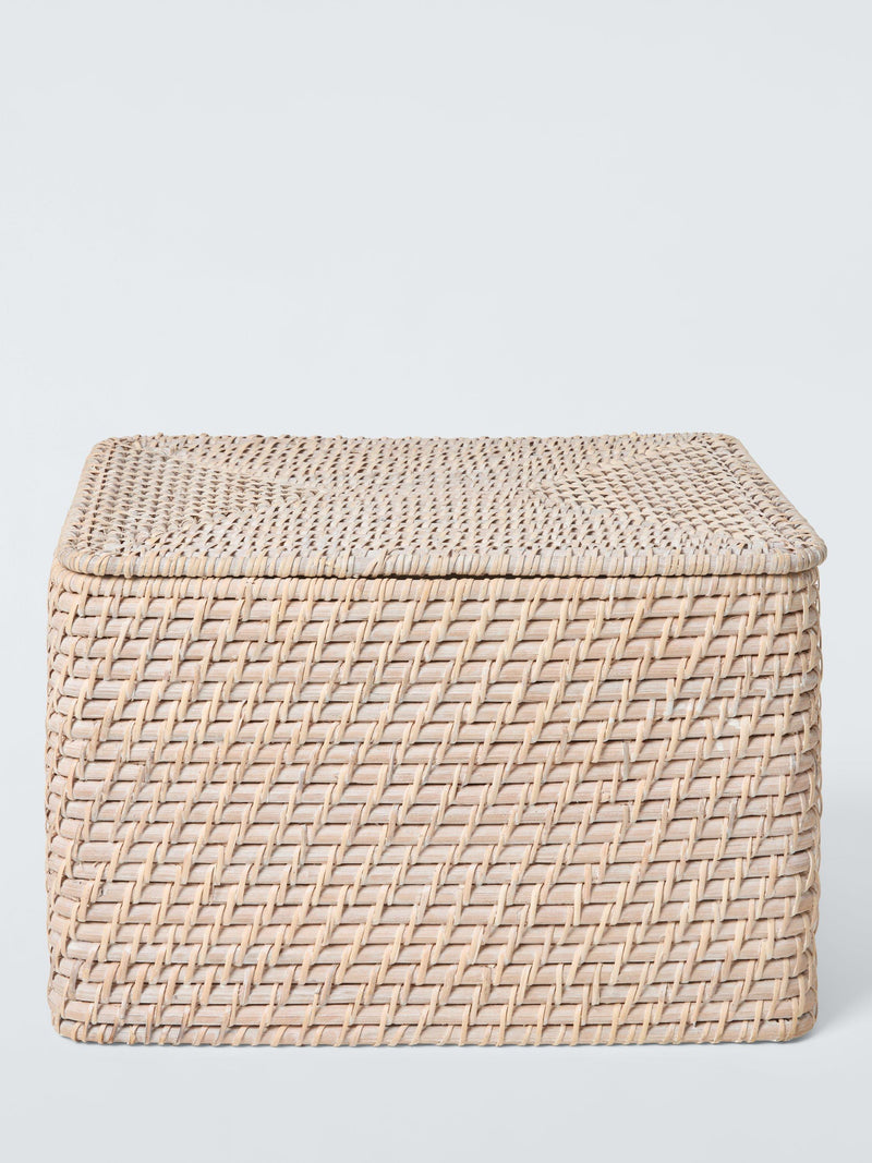 John Lewis off white rattan storage basket with lid, medium (British brand)