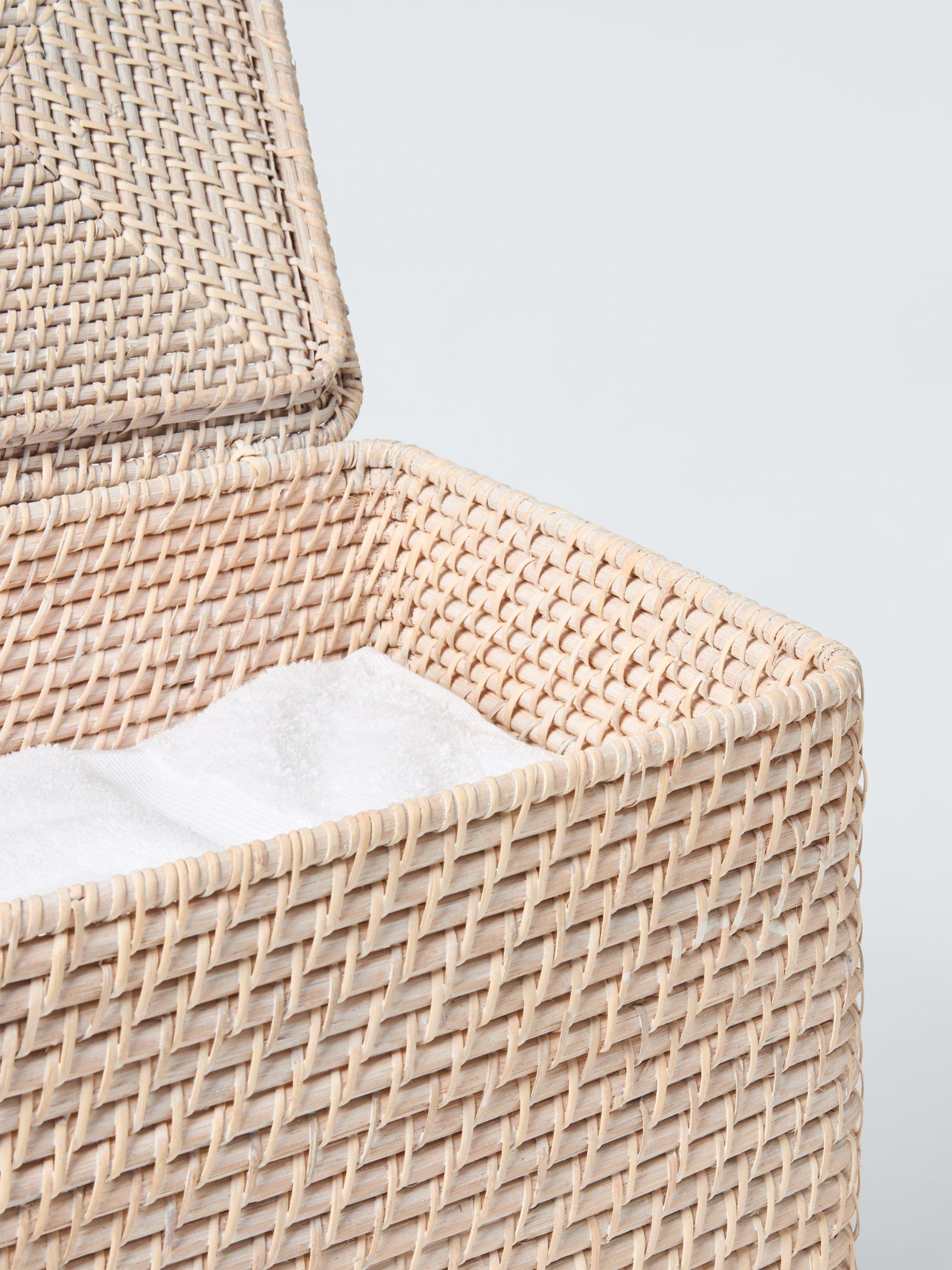 John Lewis off white rattan storage basket with lid, medium (British brand)