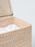 John Lewis off white rattan storage basket with lid, medium (British brand)