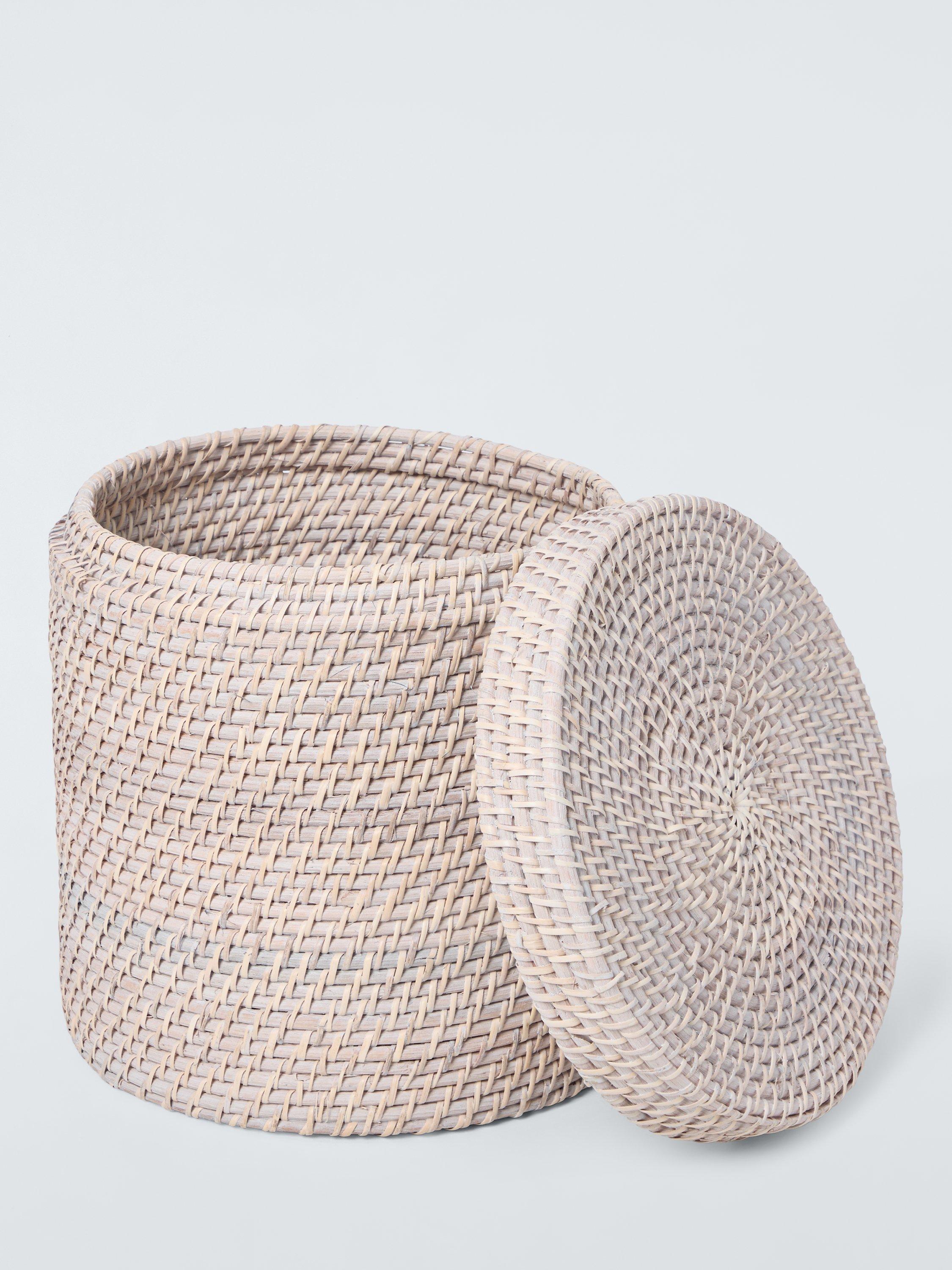 John Lewis whitewash rattan basket with lid large, imported from the UK