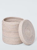 John Lewis whitewash rattan basket with lid large, imported from the UK