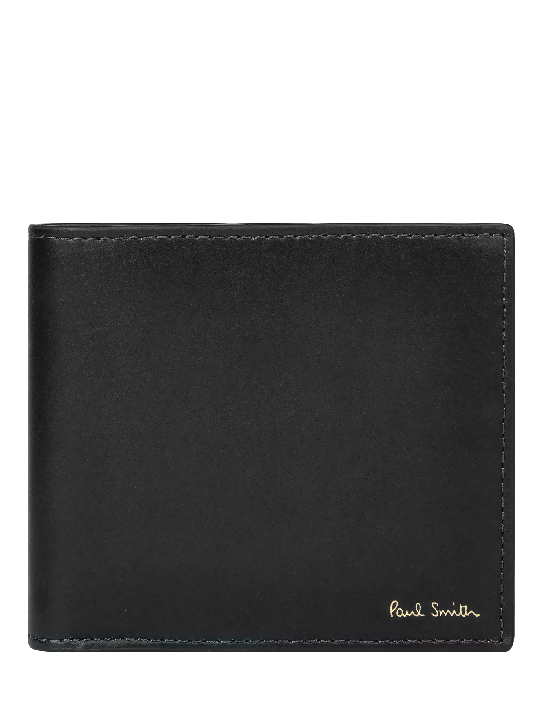 Paul Smith black bifold wallet with signature stripe interior, imported from the UK