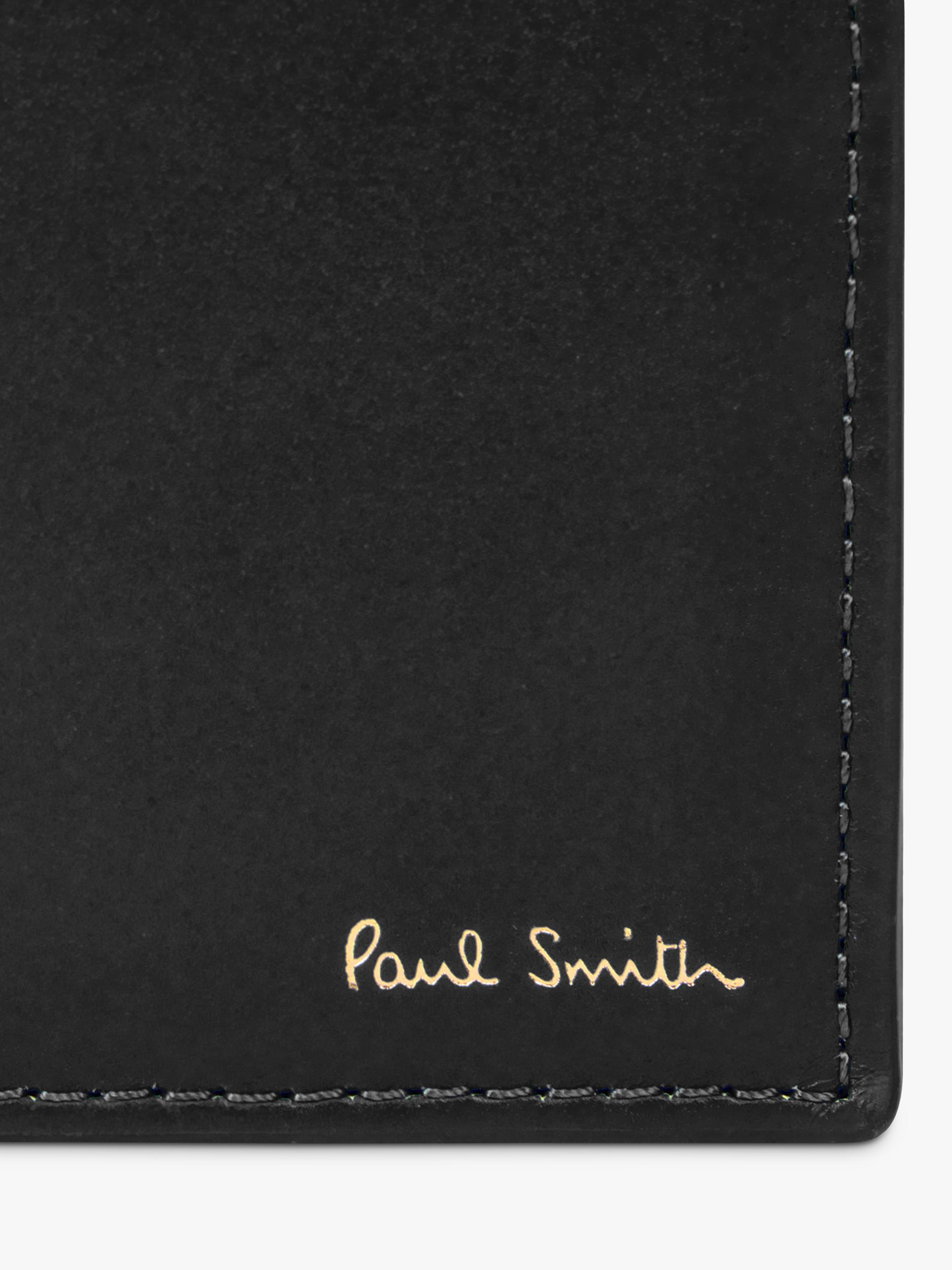 Paul Smith black bifold wallet with signature stripe interior, imported from the UK