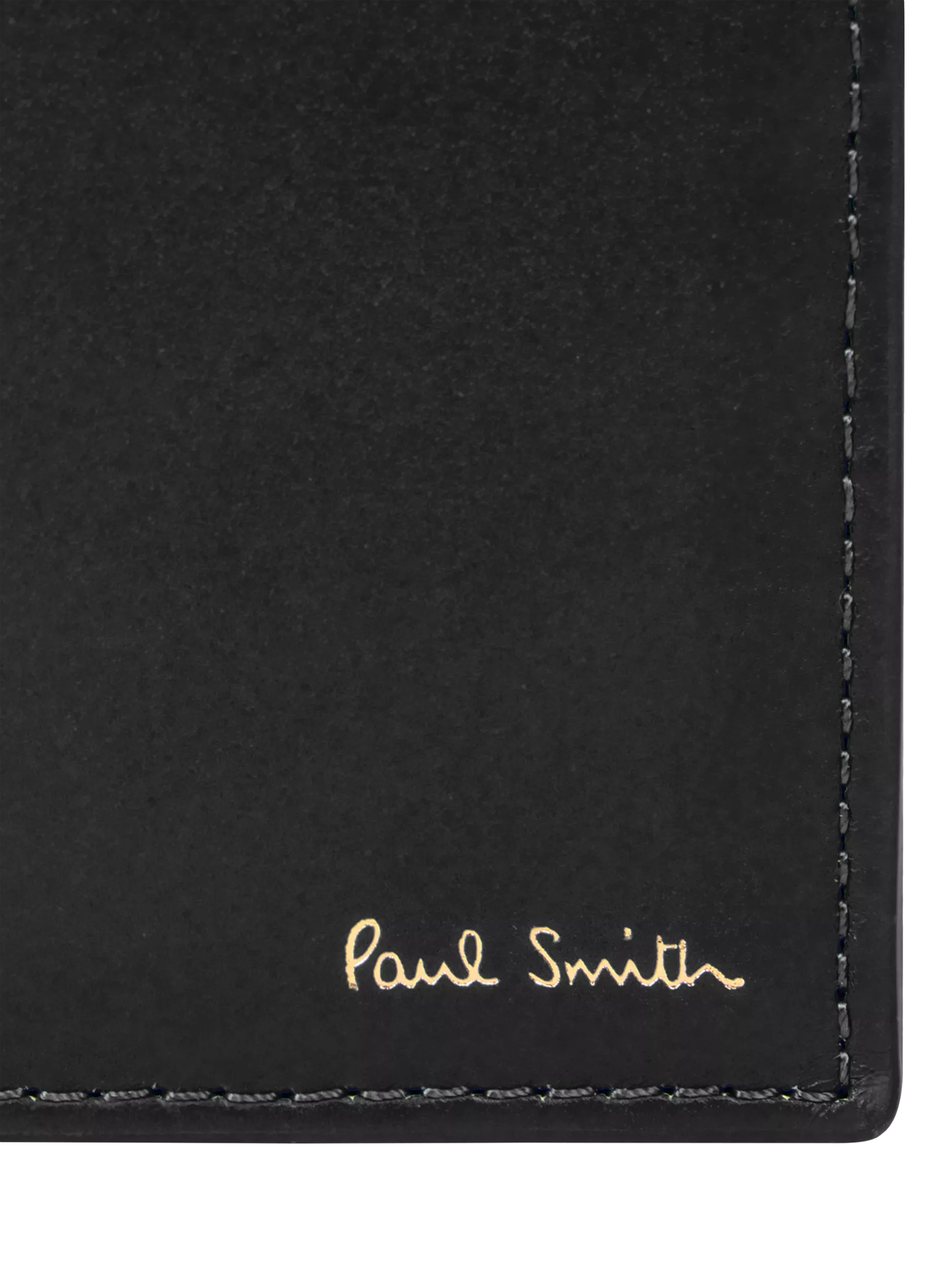 Paul Smith black bifold wallet with signature stripe interior, imported from the UK