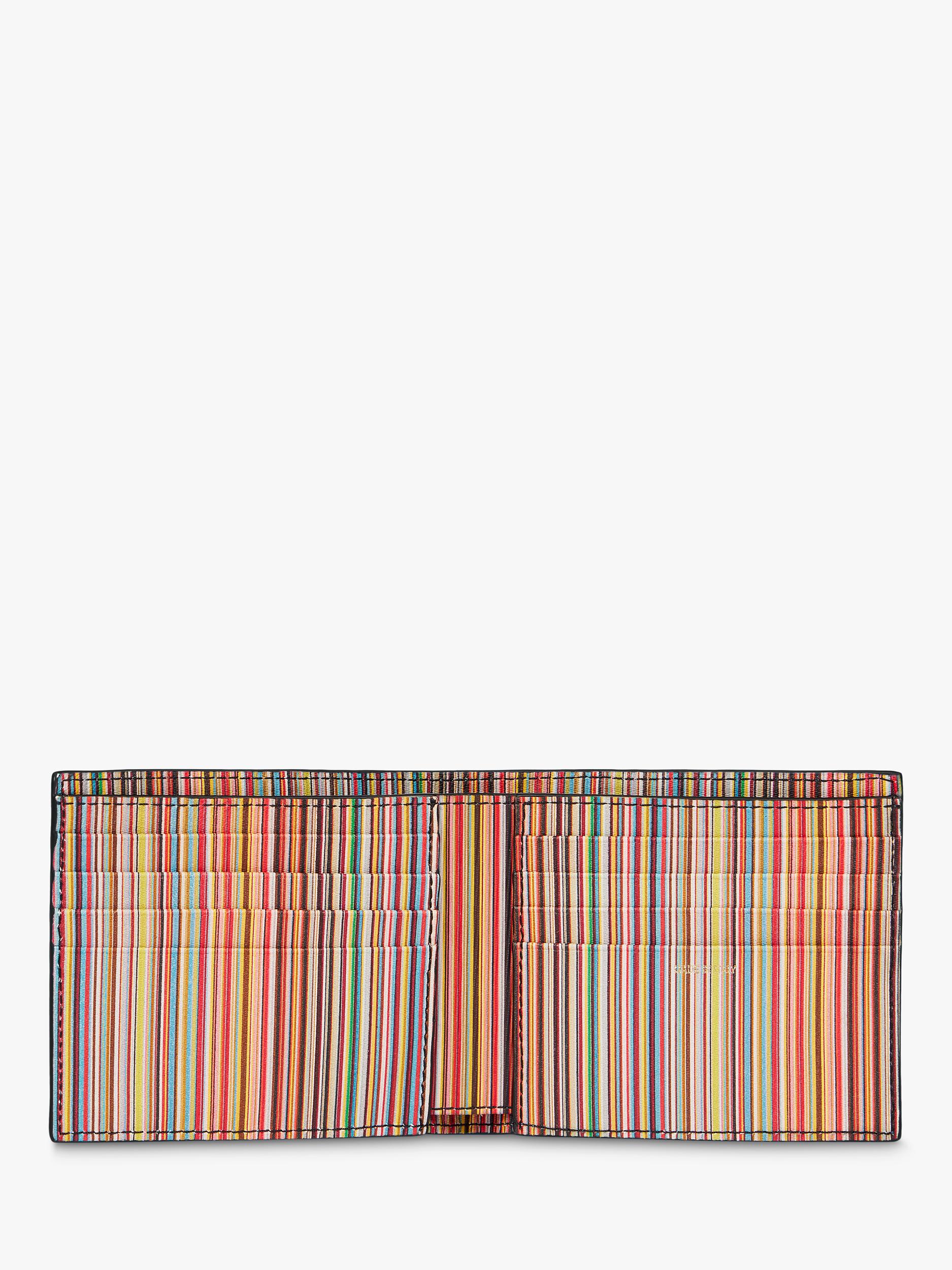 Paul Smith black bifold wallet with signature stripe interior, imported from the UK