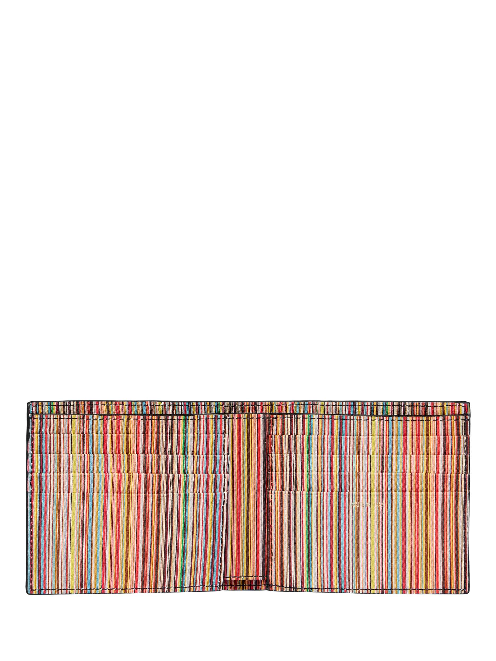 Paul Smith black bifold wallet with signature stripe interior, imported from the UK
