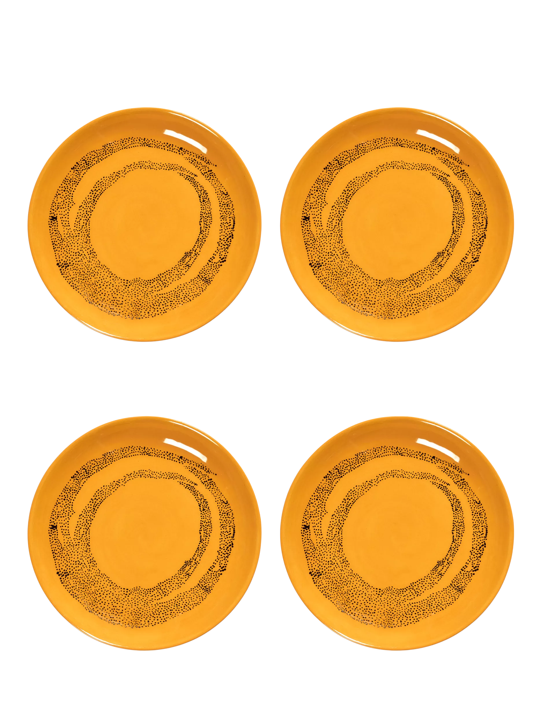 Serax stoneware side plates set of 4 yellow dots 18cm, imported from the UK