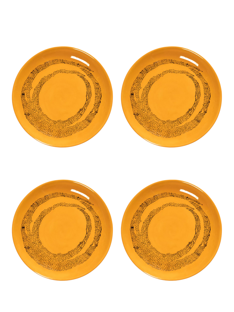 Serax stoneware side plates set of 4 yellow dots 18cm, imported from the UK