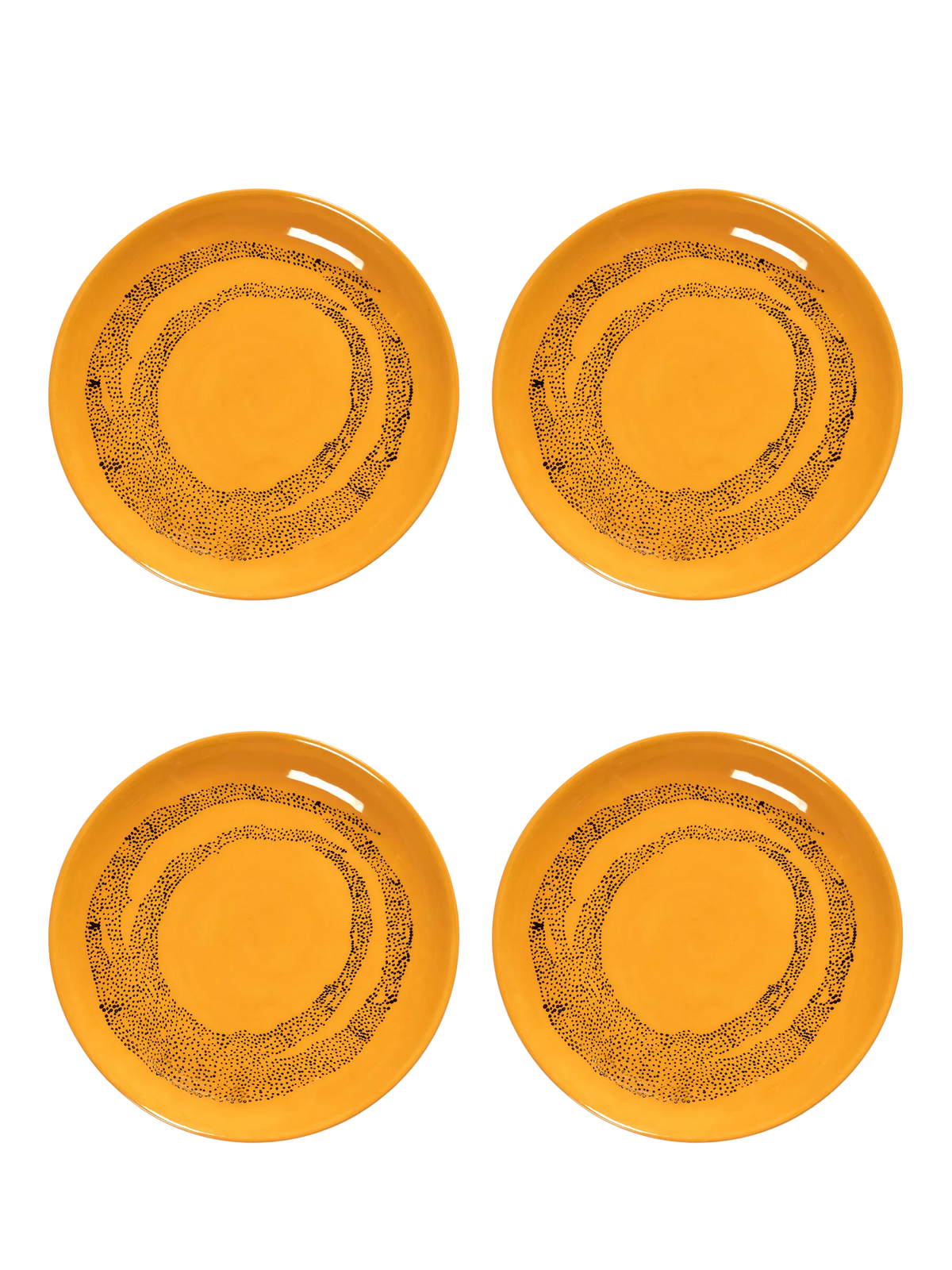 Serax stoneware side plates set of 4 yellow dots 18cm, imported from the UK
