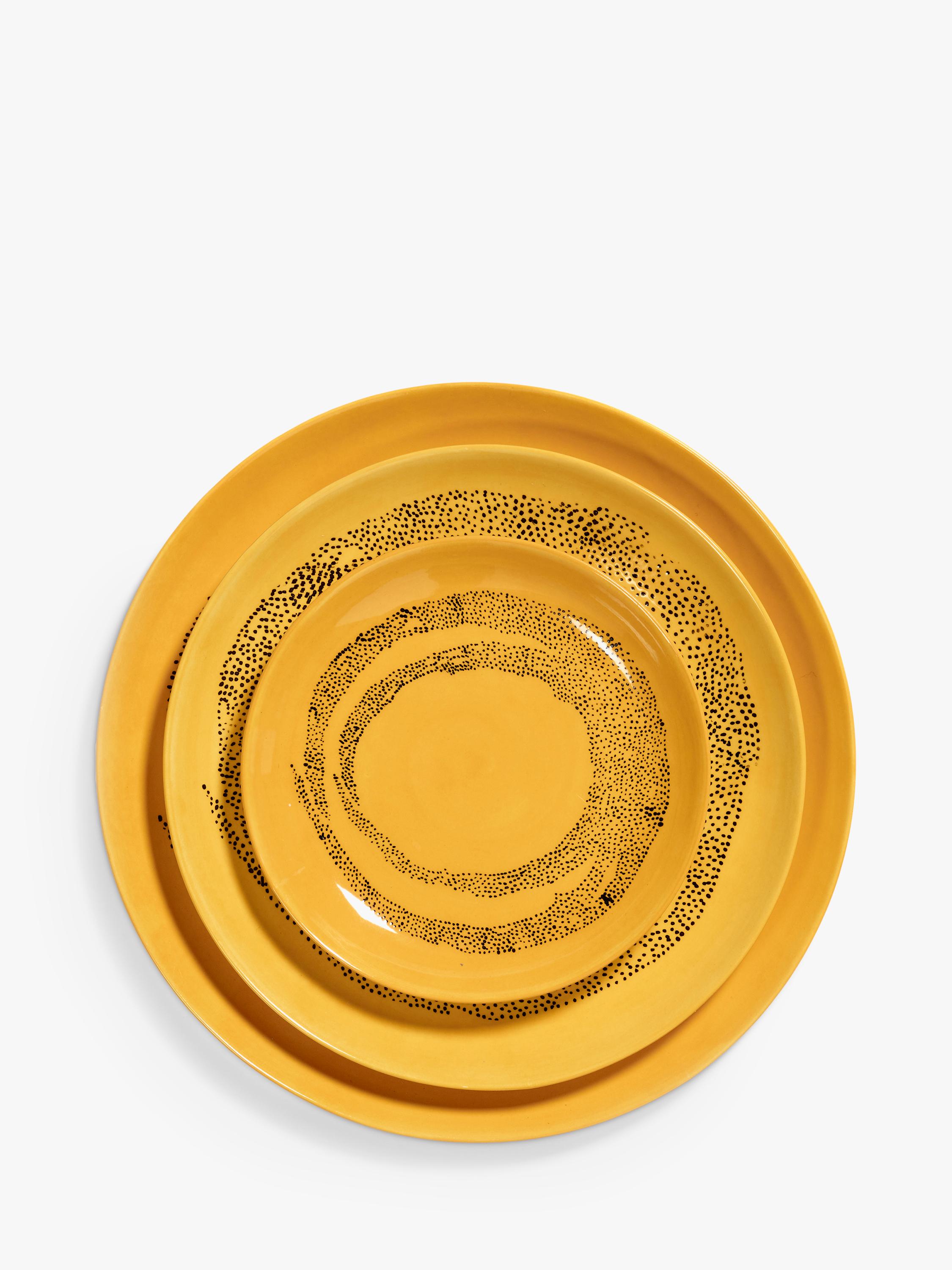 Serax stoneware side plates set of 4 yellow dots 18cm, imported from the UK