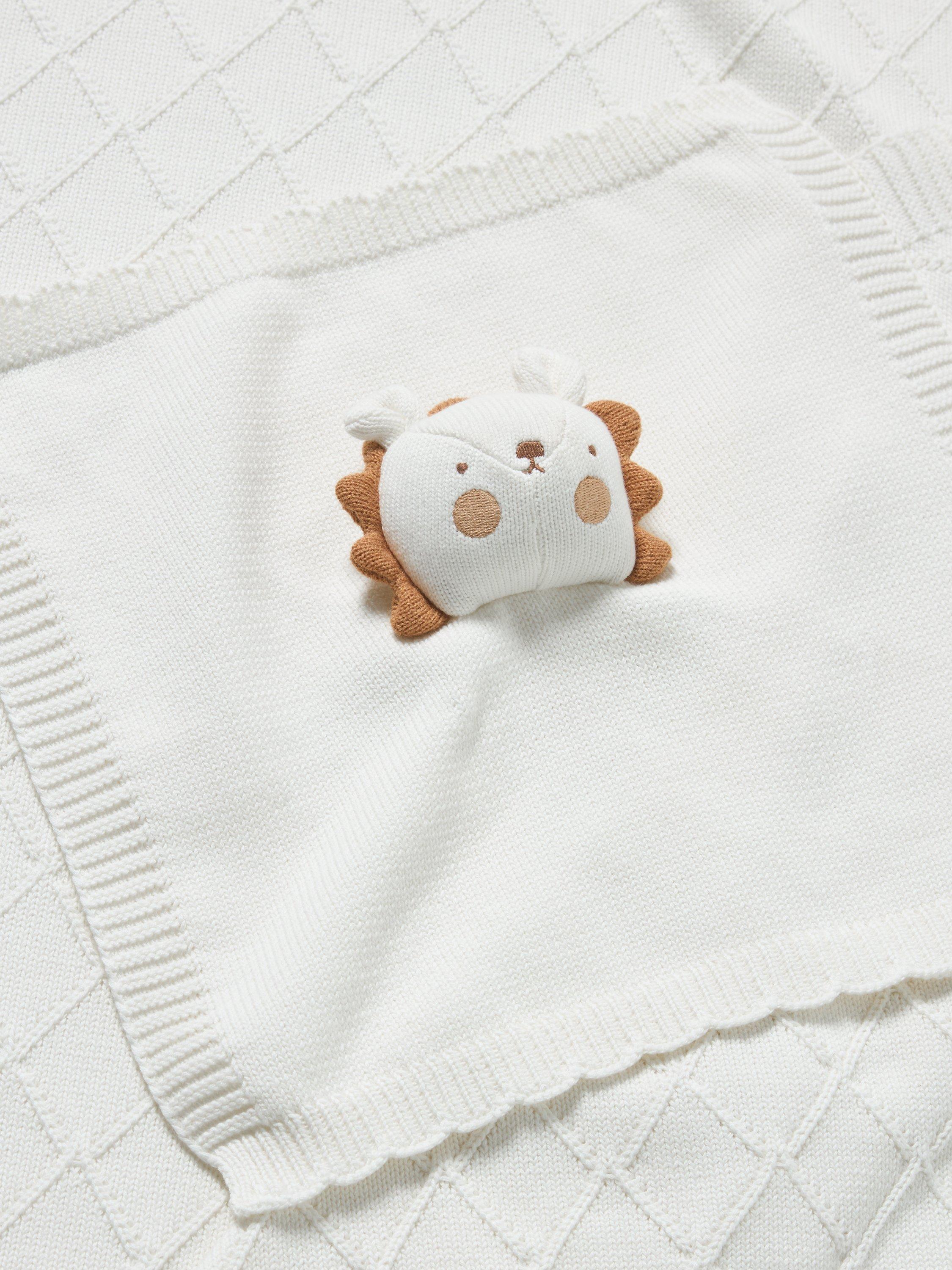 John Lewis lion knitted baby blanket set 100x75cm, UK version