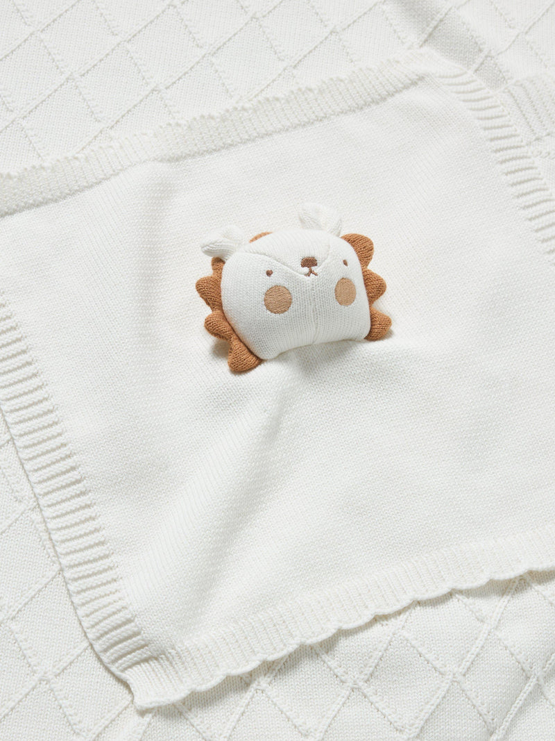John Lewis lion knitted baby blanket set 100x75cm, UK version