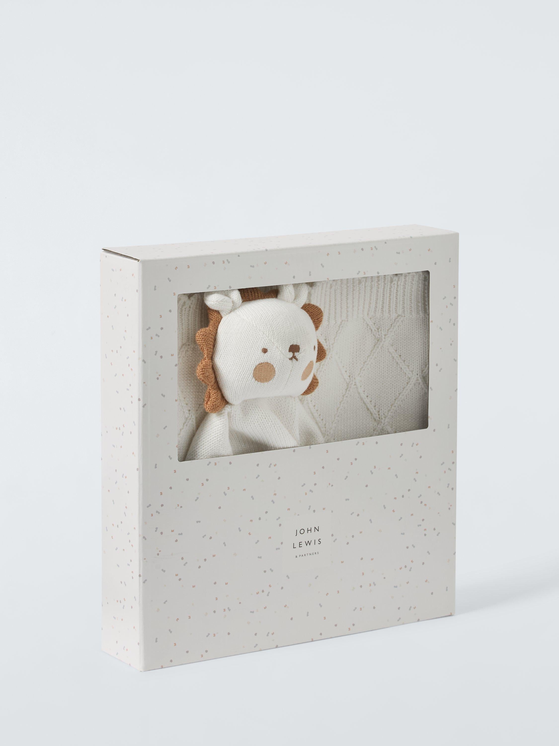 John Lewis lion knitted baby blanket set 100x75cm, UK version