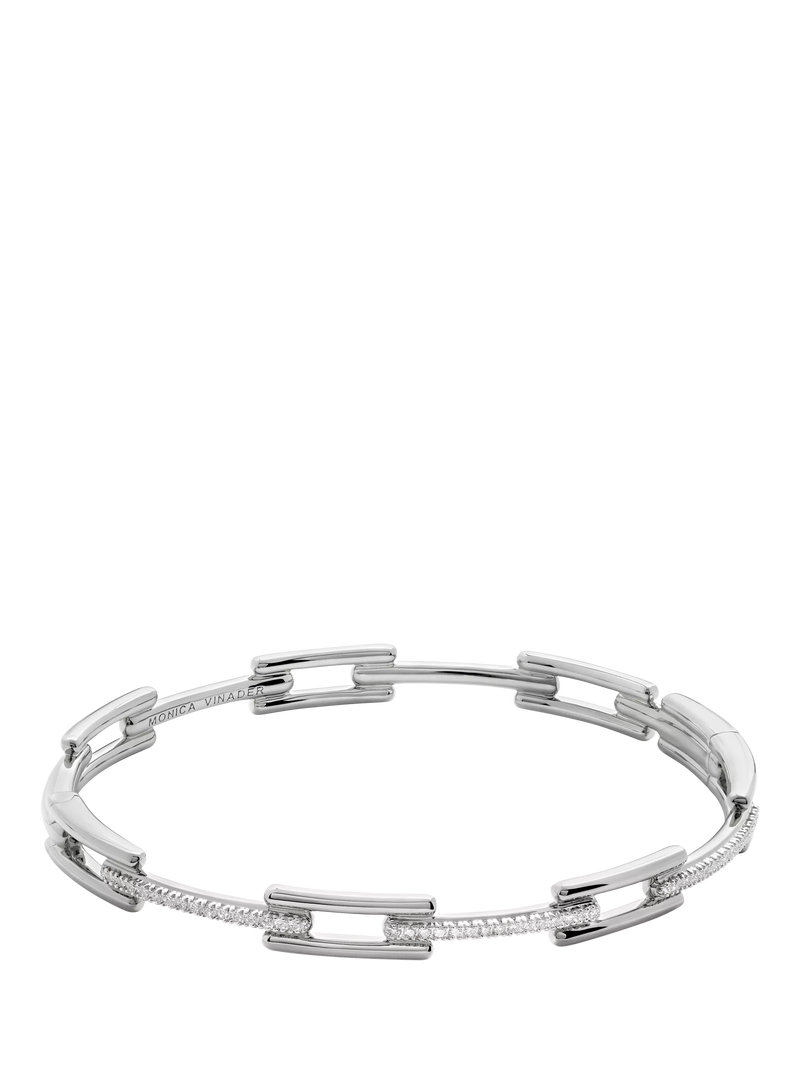 Monica Vinader lab grown diamond bangle in silver, imported from the UK