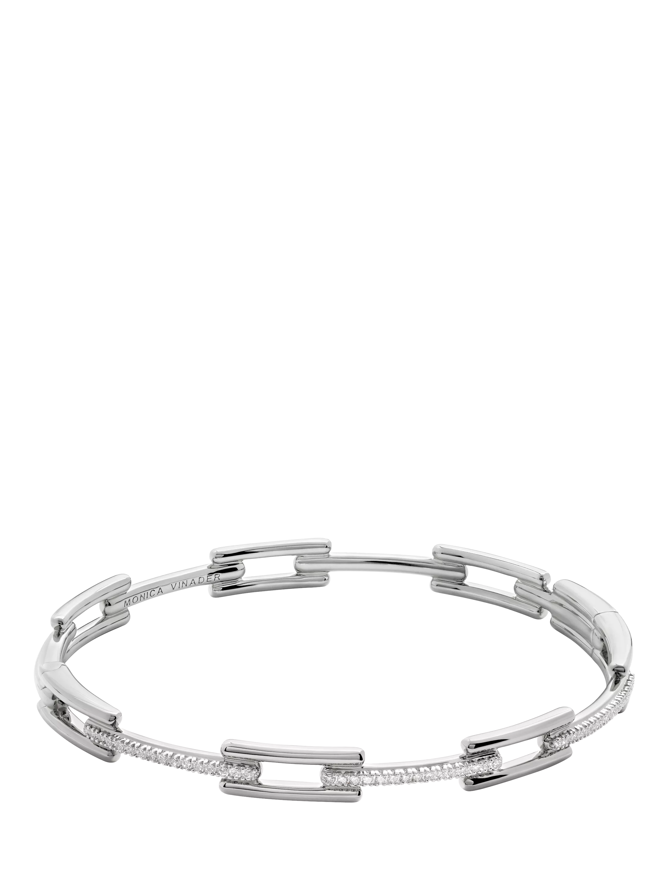 Monica Vinader Lab Grown Diamond Signature Link Skinny Bangle Silver