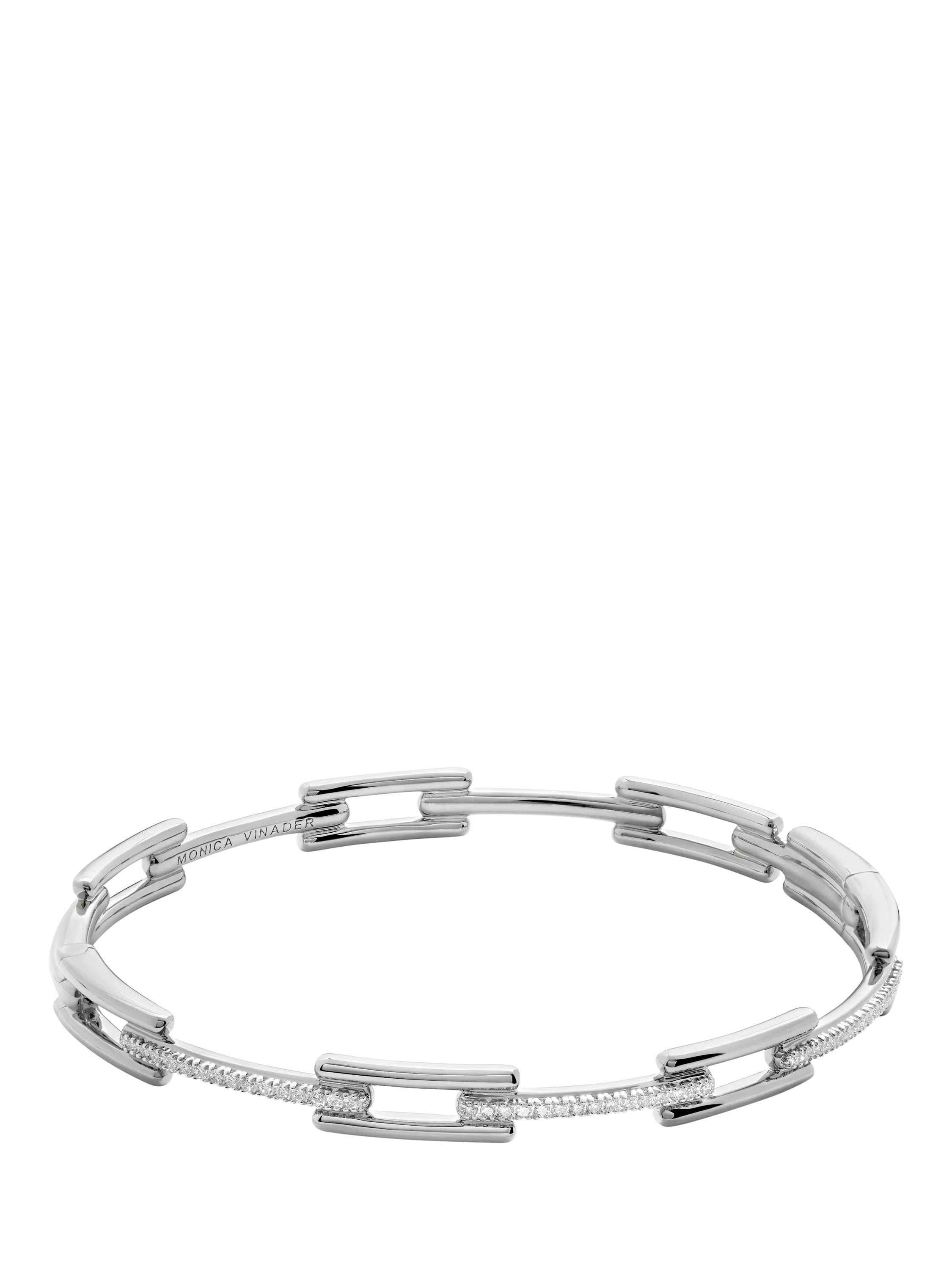 Monica Vinader Lab Grown Diamond Signature Link Skinny Bangle Silver