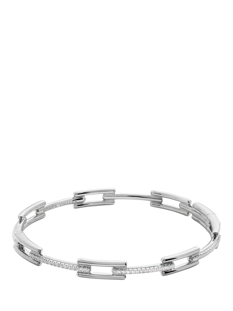 Monica Vinader Lab Grown Diamond Signature Link Skinny Bangle Silver