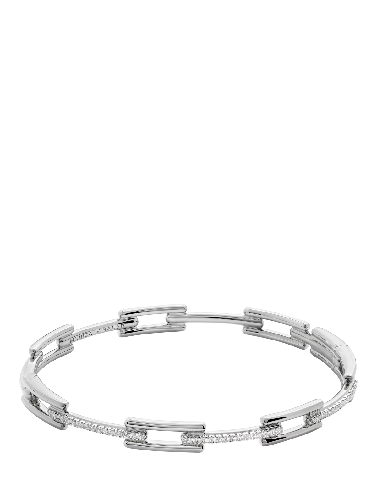 Monica Vinader Lab Grown Diamond Signature Link Skinny Bangle Silver