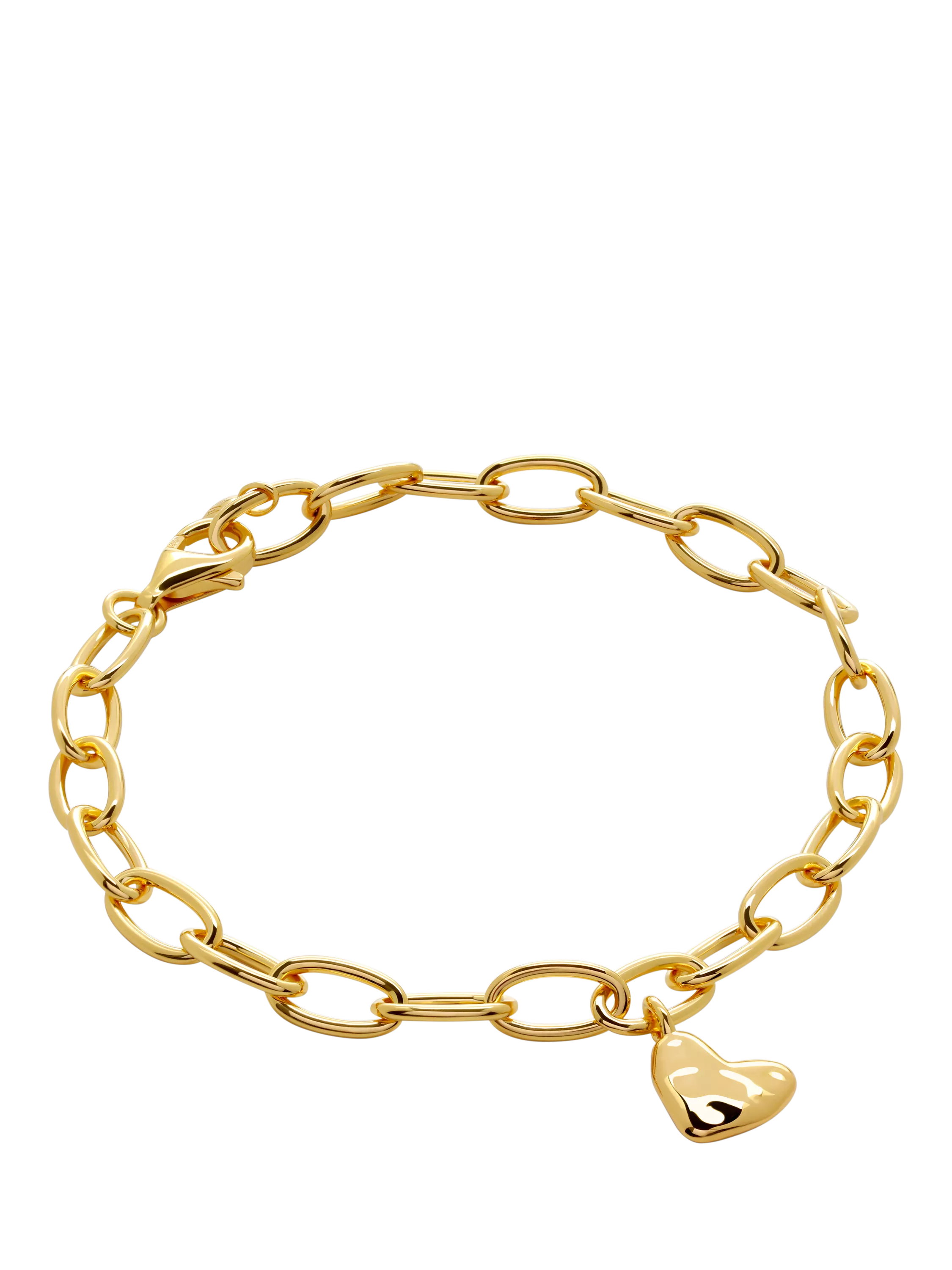 Monica Vinader gold heart charm chain bracelet 20cm, UK version