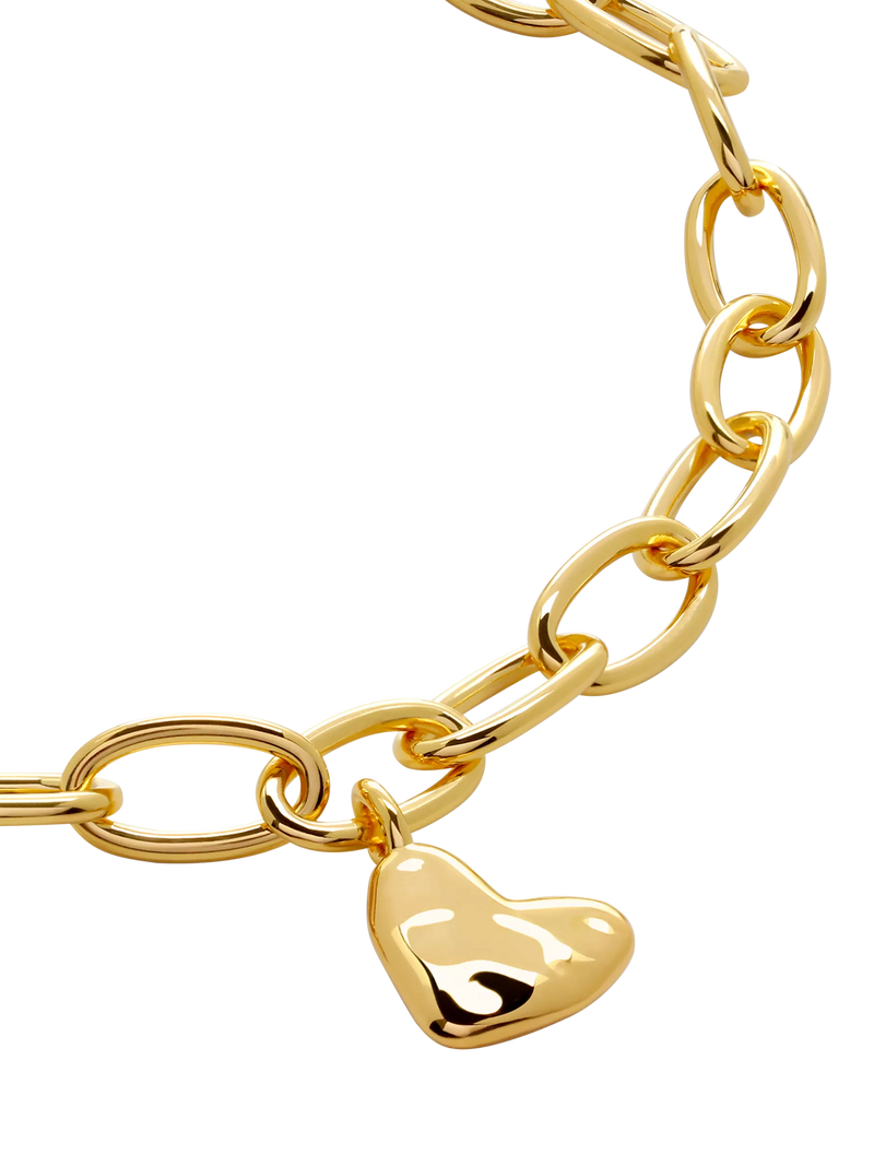 Monica Vinader gold heart charm chain bracelet 20cm, UK version
