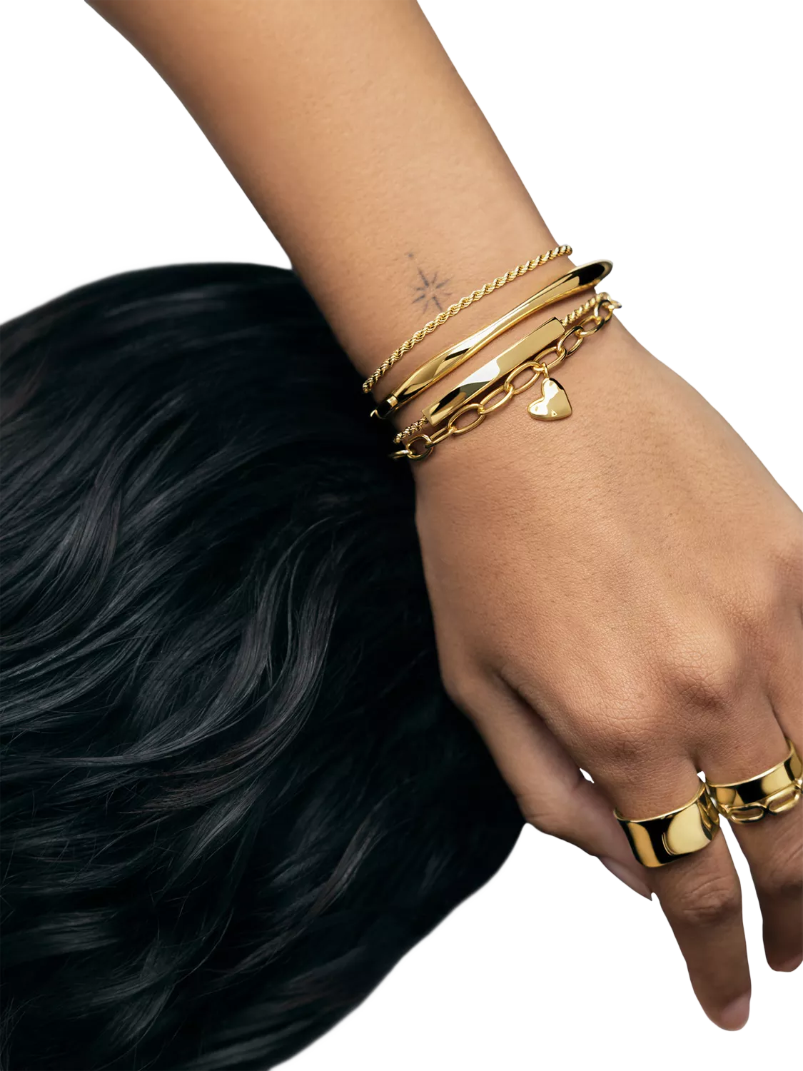 Monica Vinader gold heart charm chain bracelet 20cm, UK version