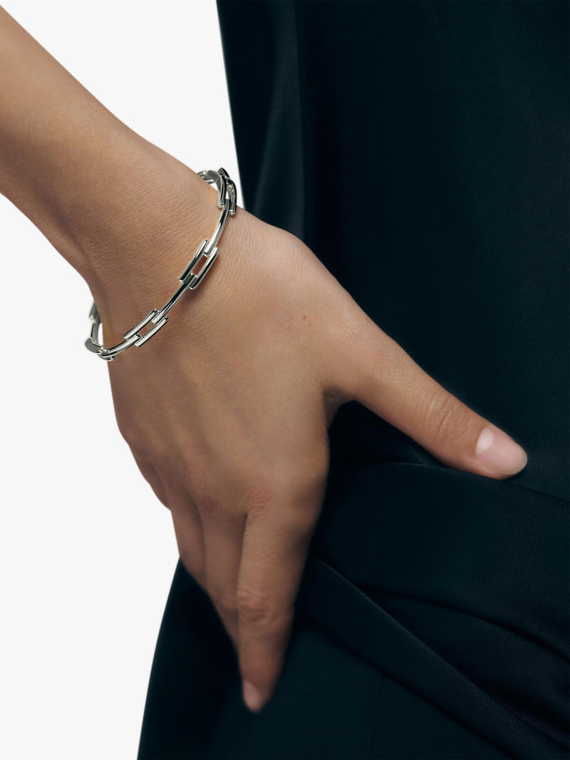 Monica Vinader Signature Link Skinny Armreif Silber, britische Version