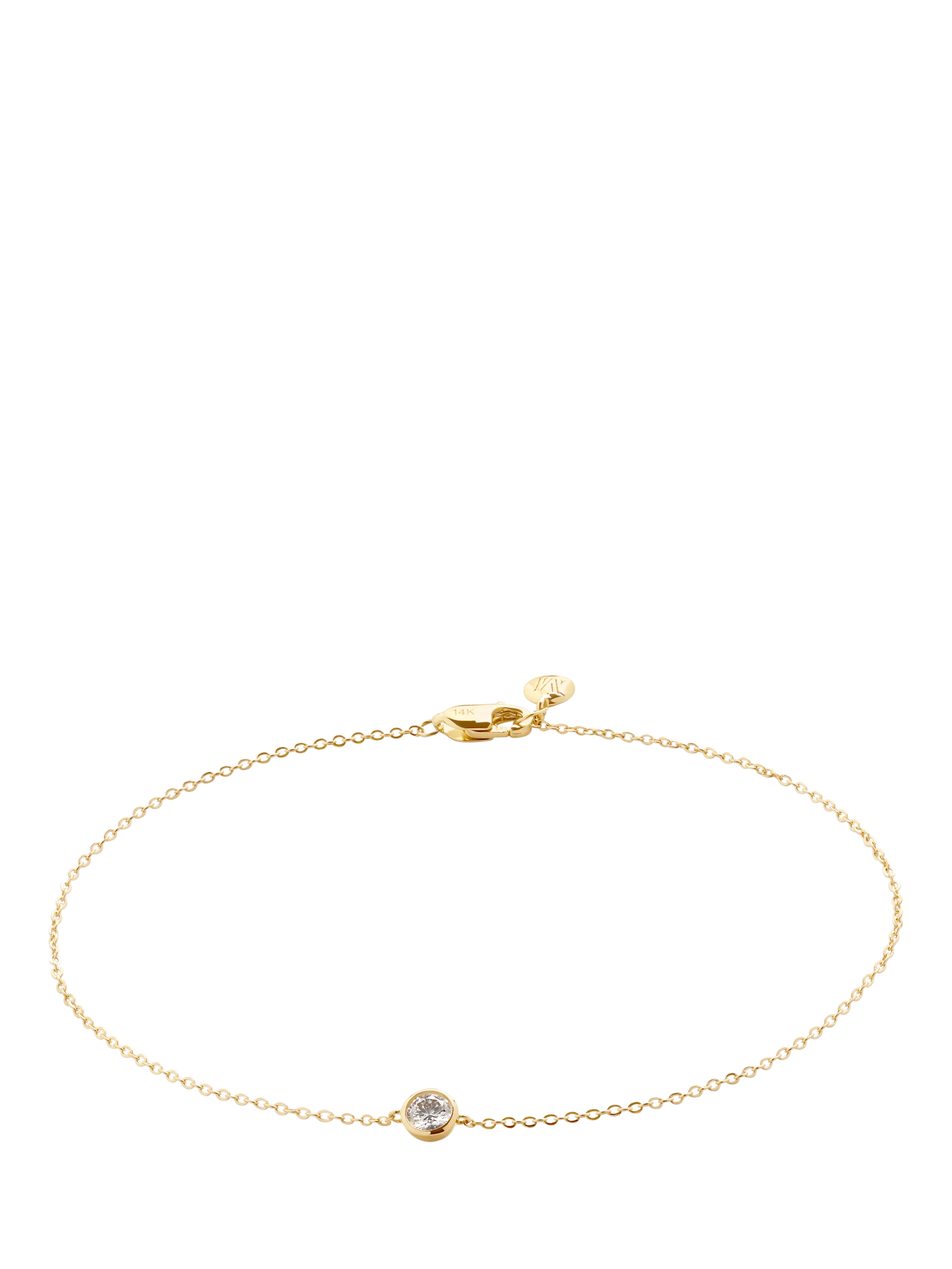 Monica Vinader 14ct Solid Gold Solitaire Lab Grown Diamond Chain Bracelet, Gold, 19cm