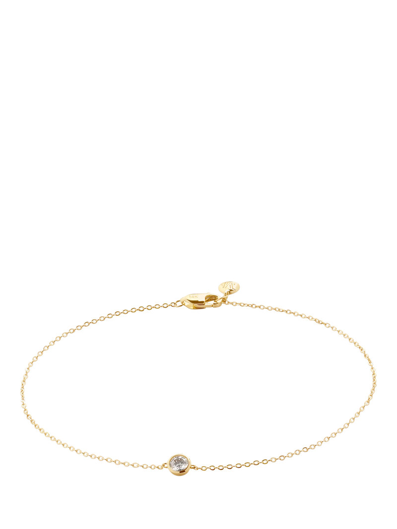 Monica Vinader 14ct Solid Gold Solitaire Lab Grown Diamond Chain Bracelet, Gold, 19cm