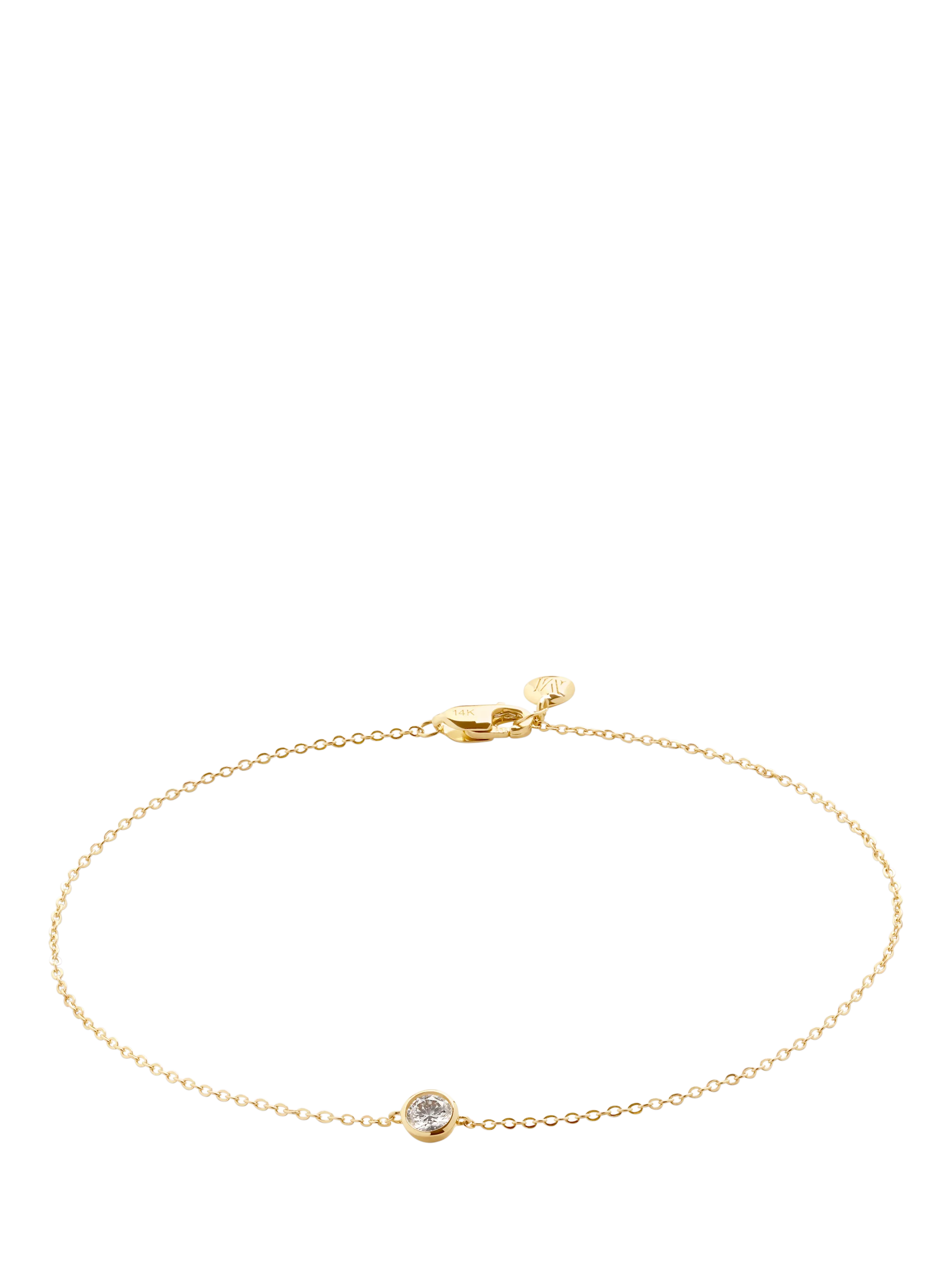 Monica Vinader 14ct Solid Gold Solitaire Lab Grown Diamond Chain Bracelet, Gold, 19cm