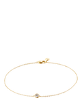 Monica Vinader 14ct Solid Gold Solitaire Lab Grown Diamond Chain Bracelet, Gold, 19cm