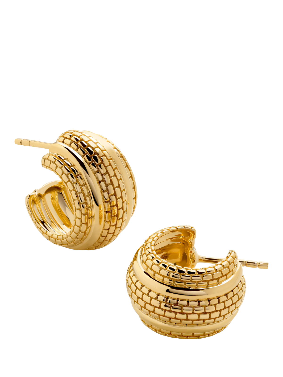 Monica Vinader heirloom small ridged demi hoop earrings 1.6cm, imported from the UK