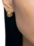 Monica Vinader heirloom small ridged demi hoop earrings 1.6cm, imported from the UK