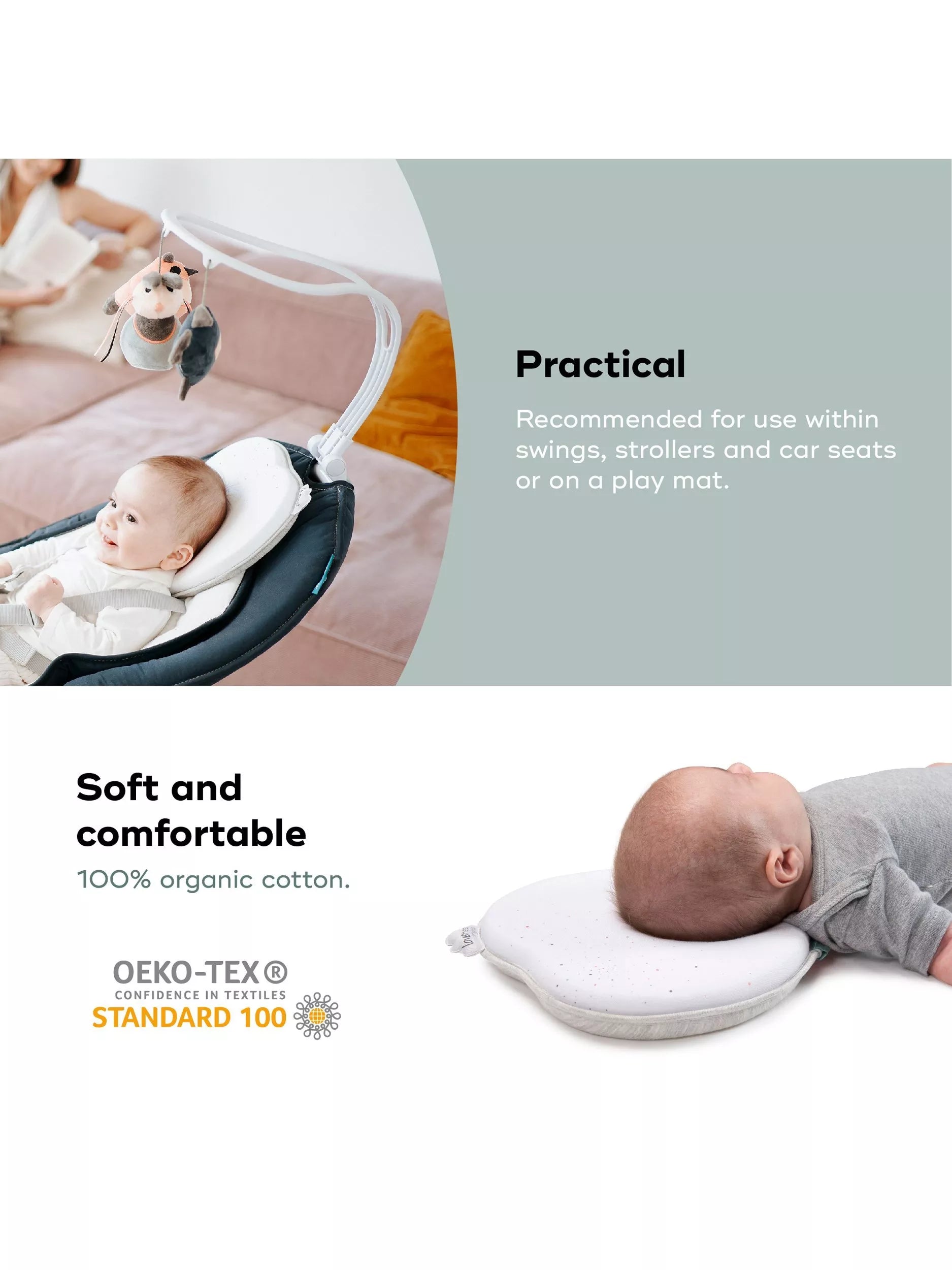 Babymoov Lovenest anti flat head support pillow white, UK version