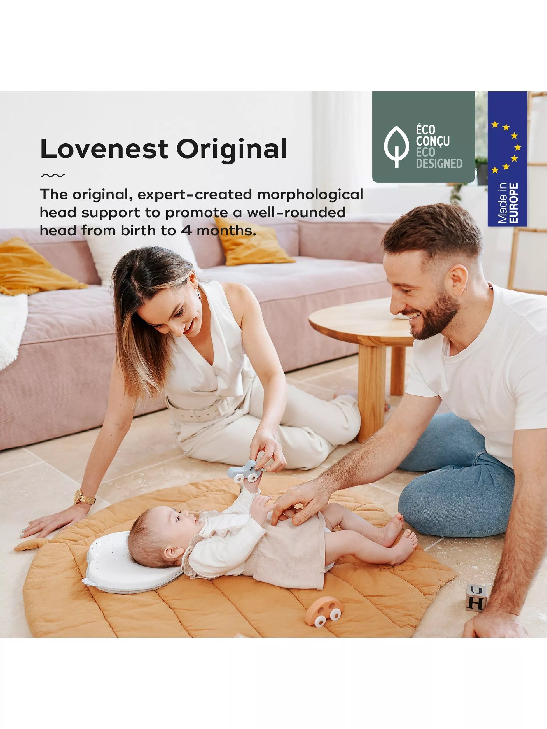 Babymoov Lovenest anti flat head support pillow white, UK version