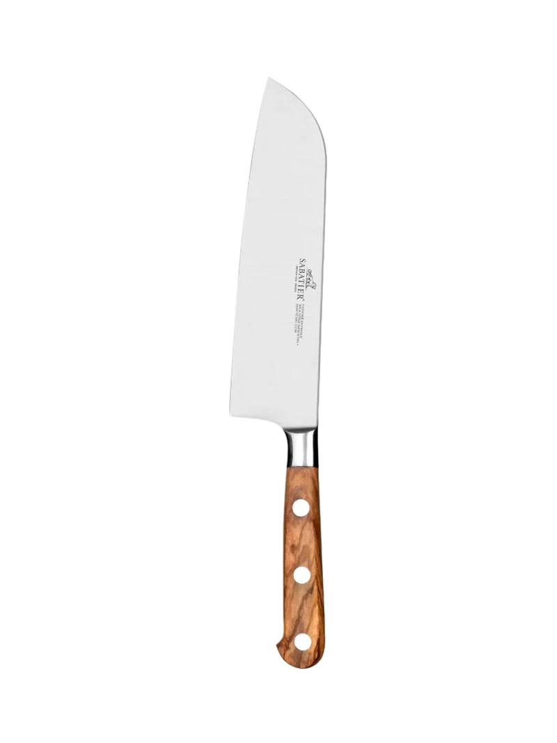 SABATIER Santoku knife olive wood handle 18cm, UK version