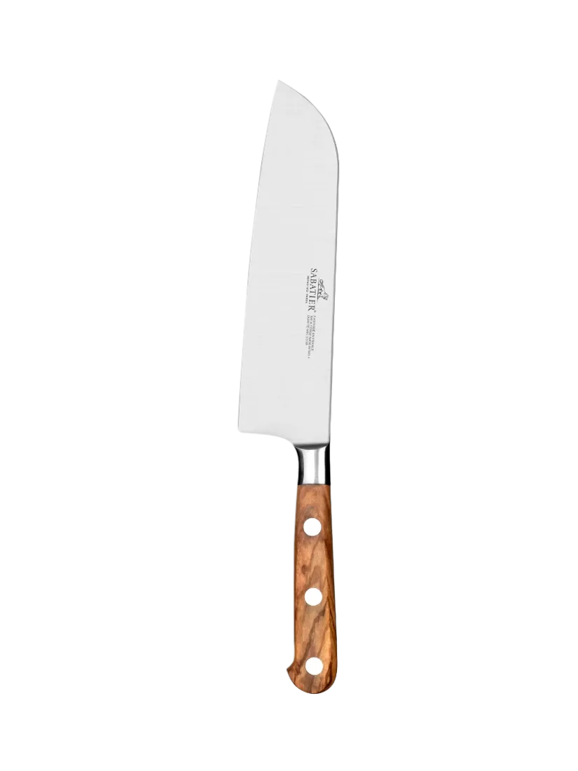 SABATIER Santoku knife olive wood handle 18cm, UK version