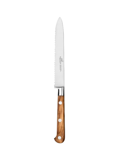 John Lewis Sabatier Ideal Provencao Olive Wood Handle Serrated Utility Knife 12cm- Buy online at McGrocer