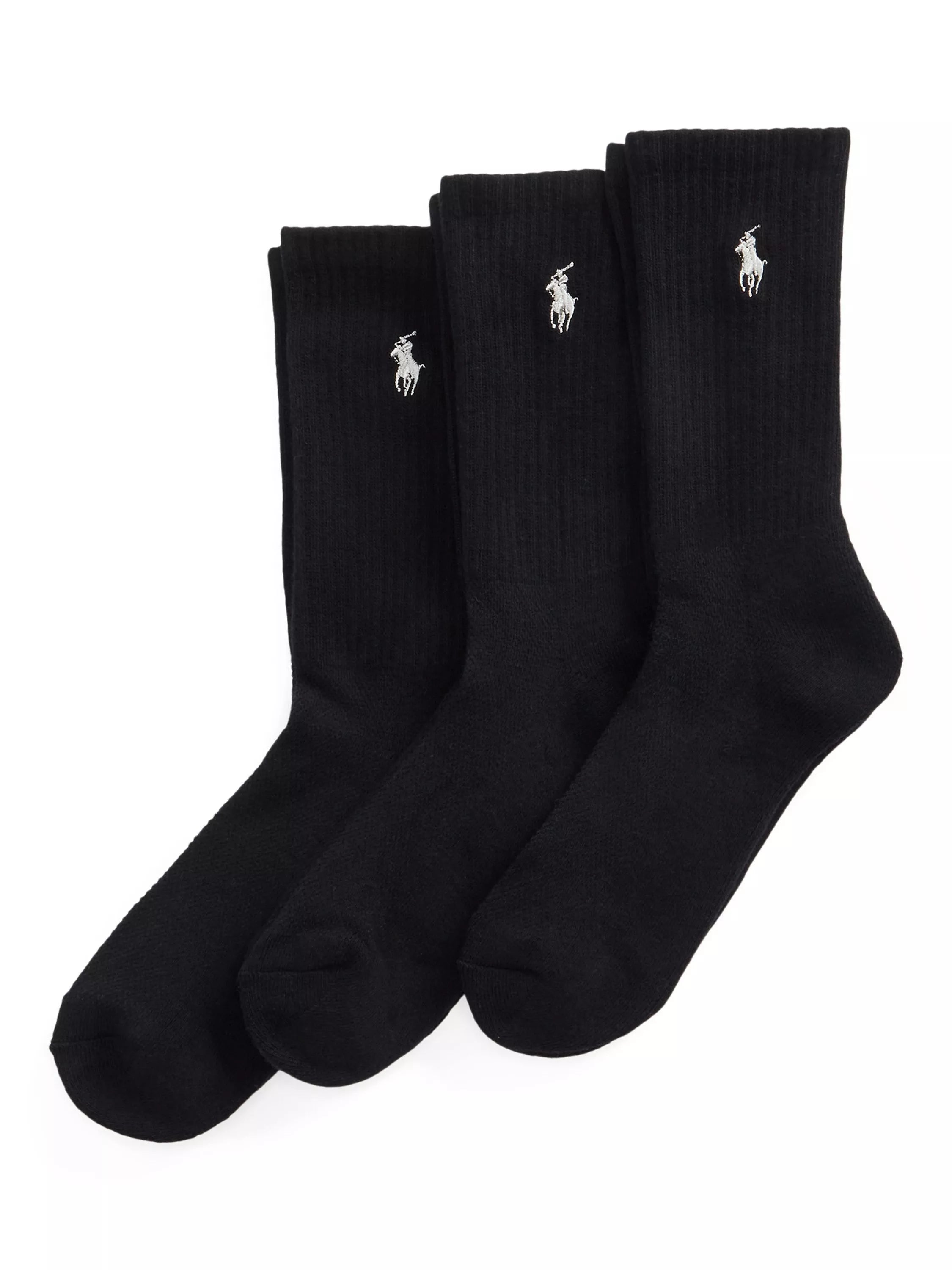Ralph Lauren cushioned sport crew socks 3-pack black, UK version
