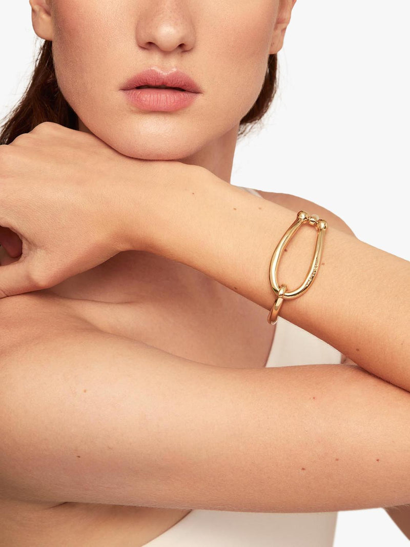 UNOde50 gold bangle bracelet large link 18ct gold plated (British brand)