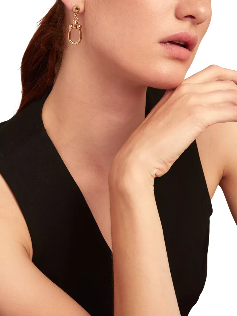 UNOde50 Youthful Collection horseshoe drop earrings gold, imported from the UK