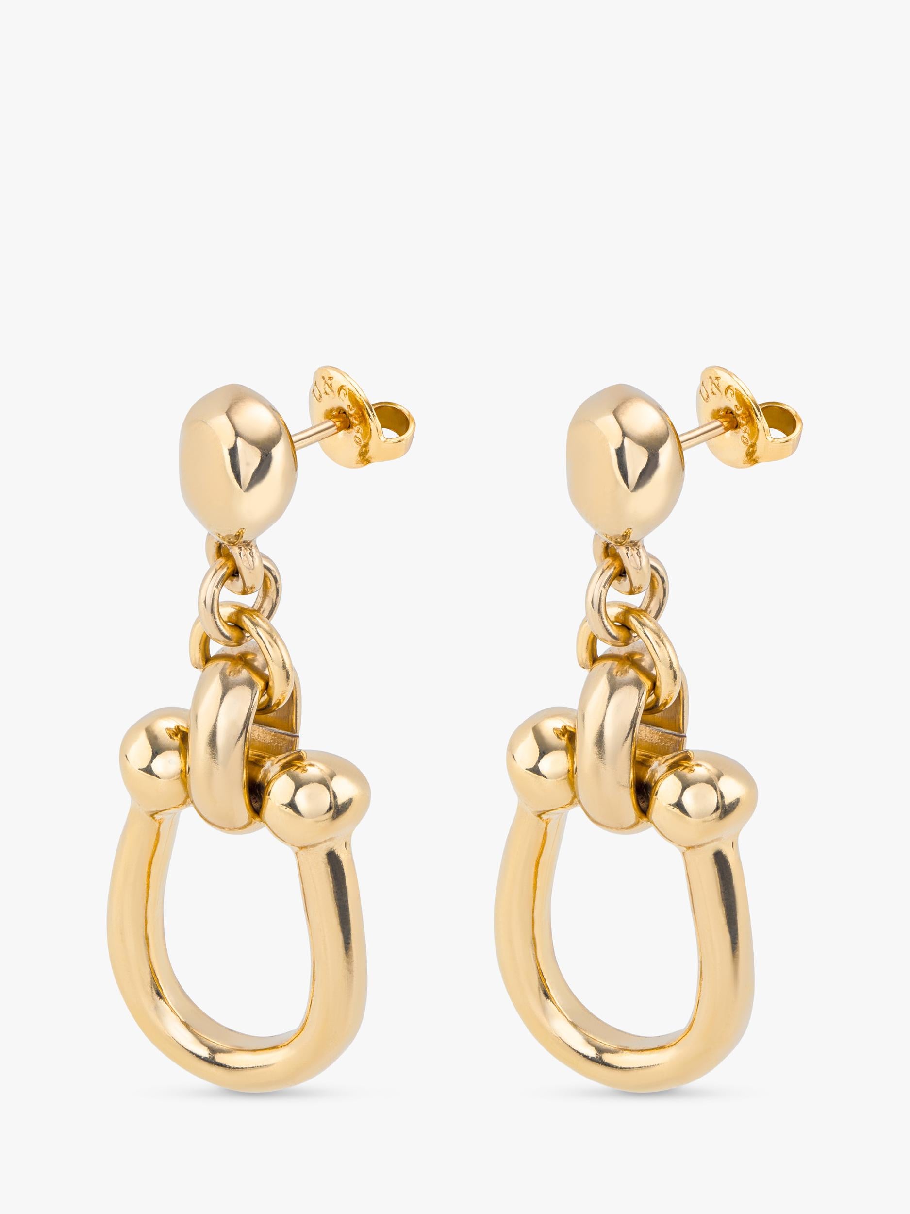 UNOde50 Youthful Collection horseshoe drop earrings gold, imported from the UK