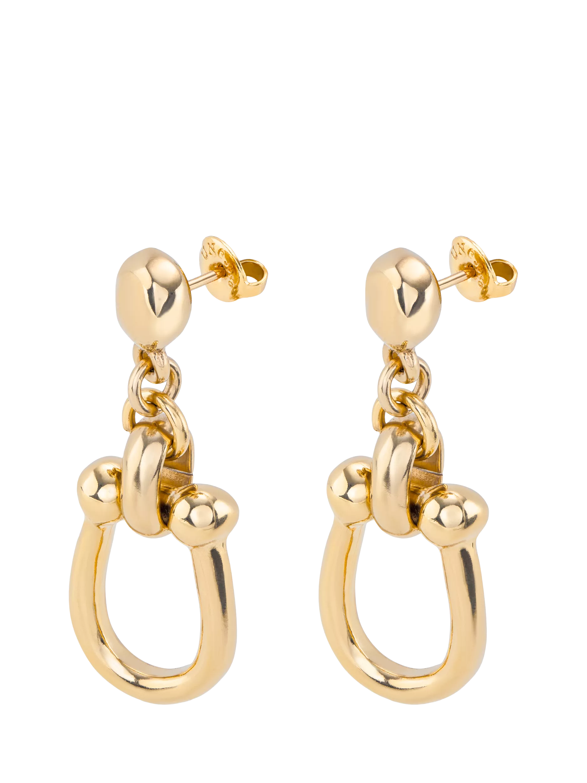 UNOde50 Youthful Collection horseshoe drop earrings gold, imported from the UK